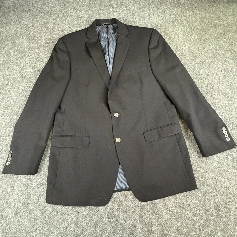 Calvin Klein Sport Coat Mens 44L Navy Wool Preppy Old Money Quiet Luxury, Office